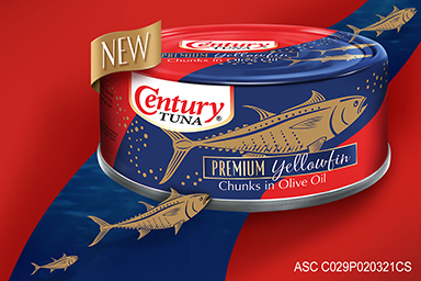 Label Design for New Century Tuna Premium Yellowfin Chunks in Oilive Oil